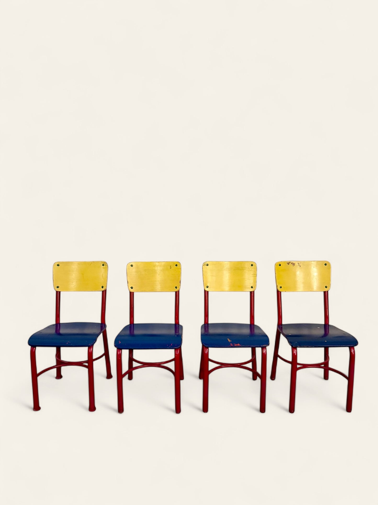 (4) Vintage Kids School Chairs