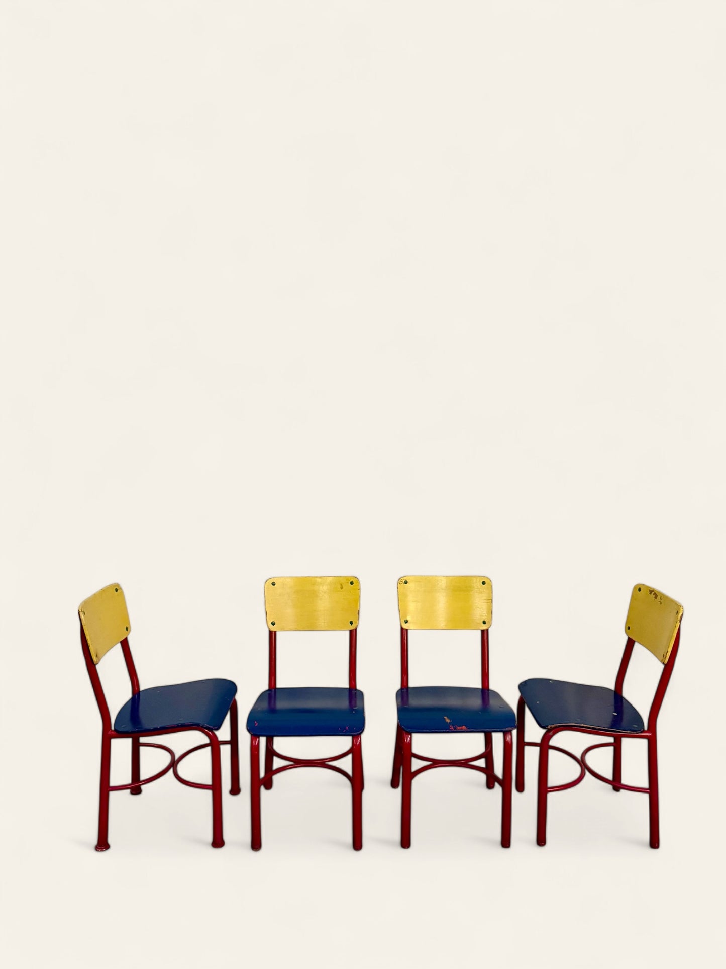 (4) Vintage Kids School Chairs