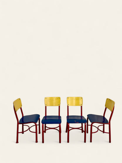 (4) Vintage Kids School Chairs