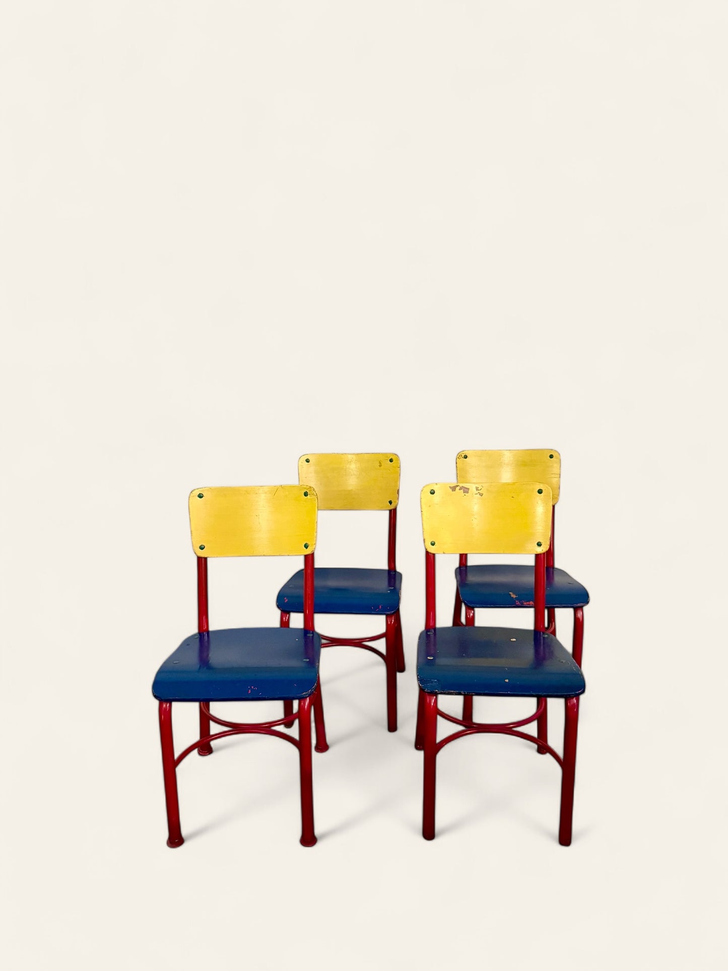 (4) Vintage Kids School Chairs