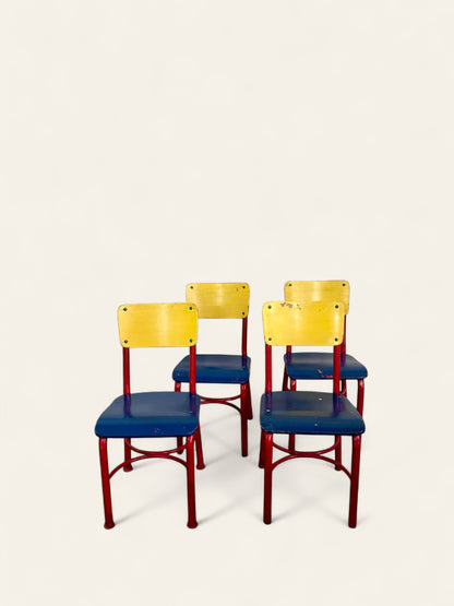 (4) Vintage Kids School Chairs