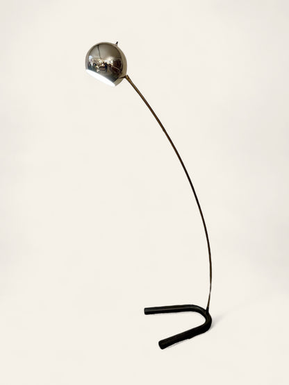 Vintage MCM Space Age Chrome and Brass Eyeball Floor Lamp