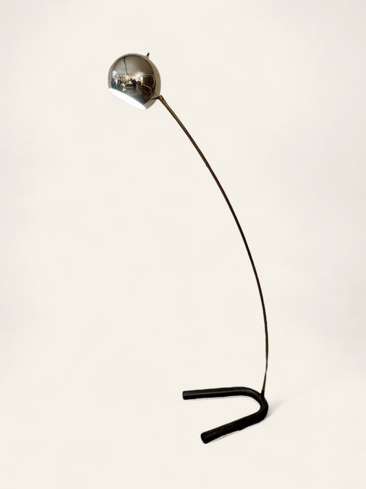 Vintage MCM Space Age Chrome and Brass Eyeball Floor Lamp