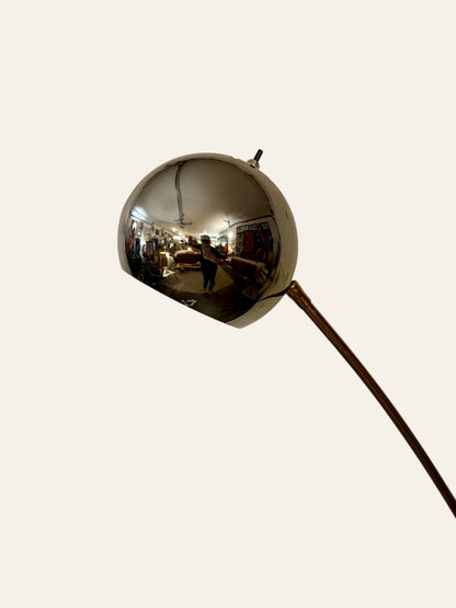 Vintage MCM Space Age Chrome and Brass Eyeball Floor Lamp