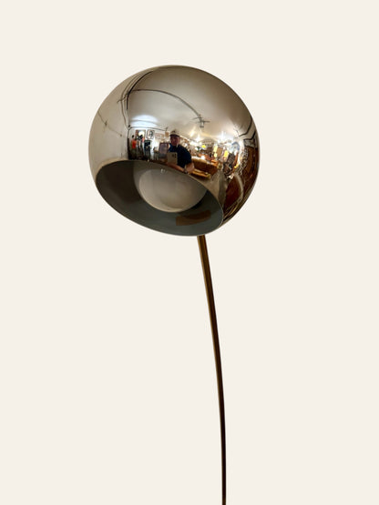 Vintage MCM Space Age Chrome and Brass Eyeball Floor Lamp