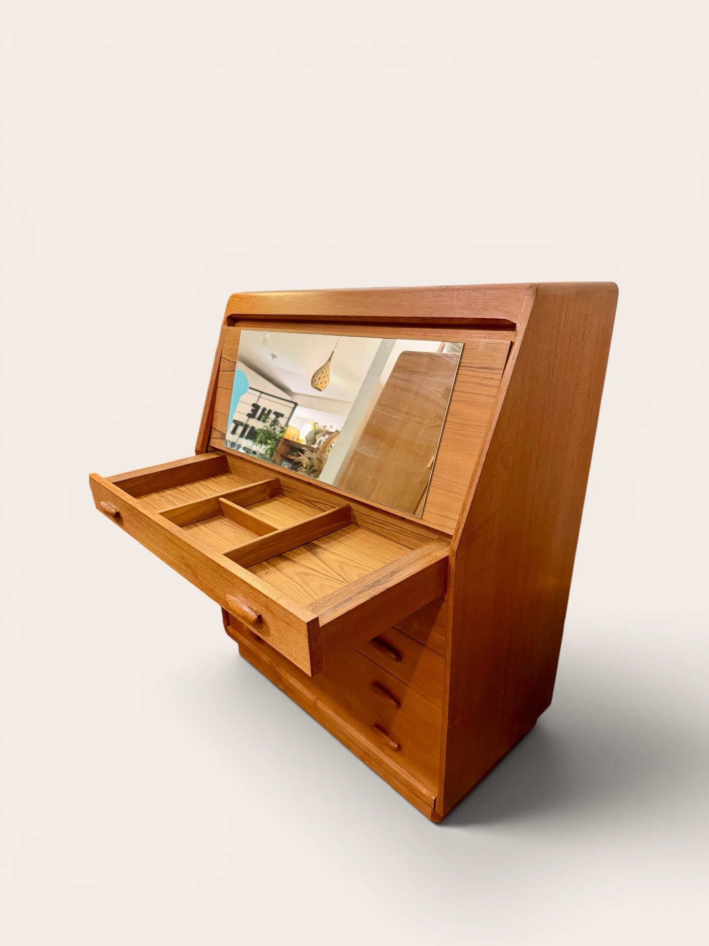 Vintage MCM Dyrlund Teak Secretary Desk and Vanity, Denmark, 1960s
