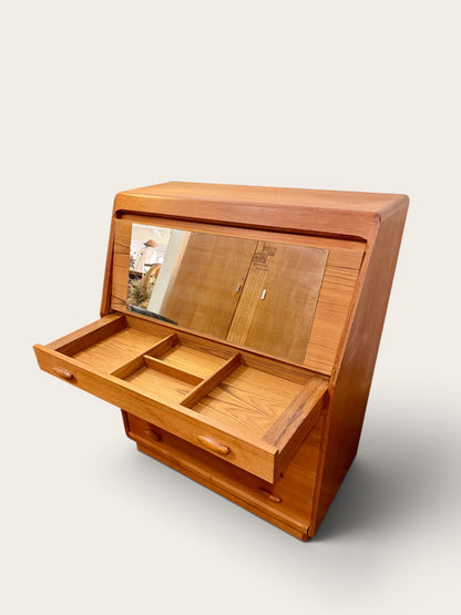 Vintage MCM Dyrlund Teak Secretary Desk and Vanity, Denmark, 1960s