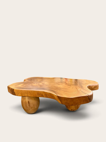 Large Organic Live Edge Solid Wood Coffee Table | Sculptural Slab | Japandi | Organic Modern