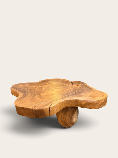 Large Organic Live Edge Solid Wood Coffee Table | Sculptural Slab | Japandi | Organic Modern