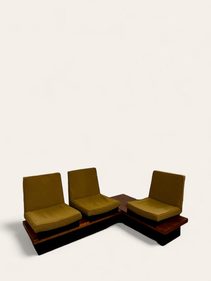 Rare and Original 1967 Milo Baughman for Thayer Coggin Modular Bench Style Platform Sofa Set with Three Seats