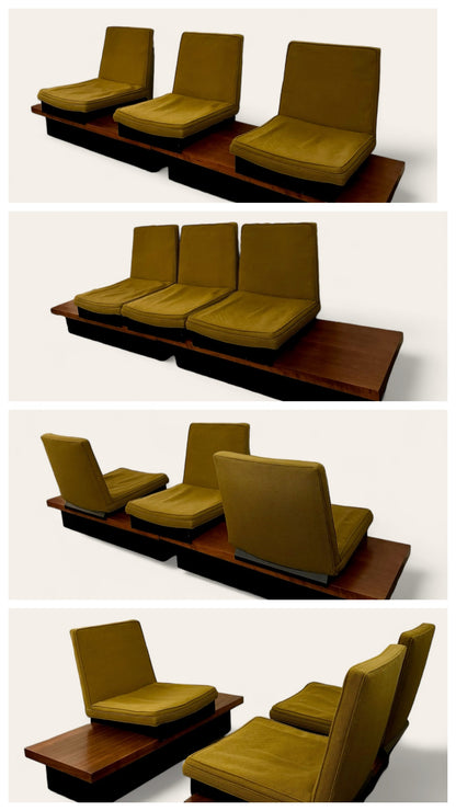 Rare and Original 1967 Milo Baughman for Thayer Coggin Modular Bench Style Platform Sofa Set with Three Seats