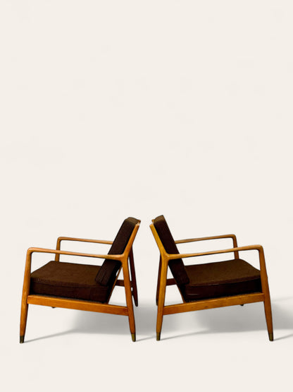 Vintage MCM 1950s Folke Ohlsson for Dux of Sweden Lounge Chairs - Matching Pair!