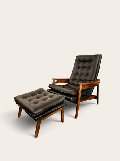Vintage MCM Milo Baughman Lounge Chair + Ottoman for James Inc.