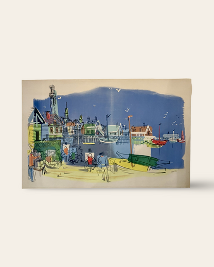 Extra Large Vintage 1950s Screen Print by Signed Artist J. Pagés